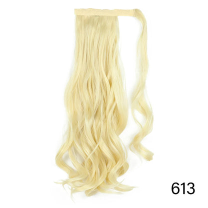32inches Synthetic Ponytail Hair Extension Clip in Fake Wig Hairpiece Blonde Wrap Around Pigtail Long Smooth Overhead Pony Tail