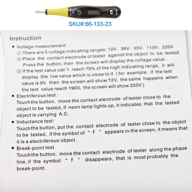 Stanley 1 pces dc ac detector de tensão elétrica atual caneta tester sensor volt teste circuito digital com bateria de néon livre