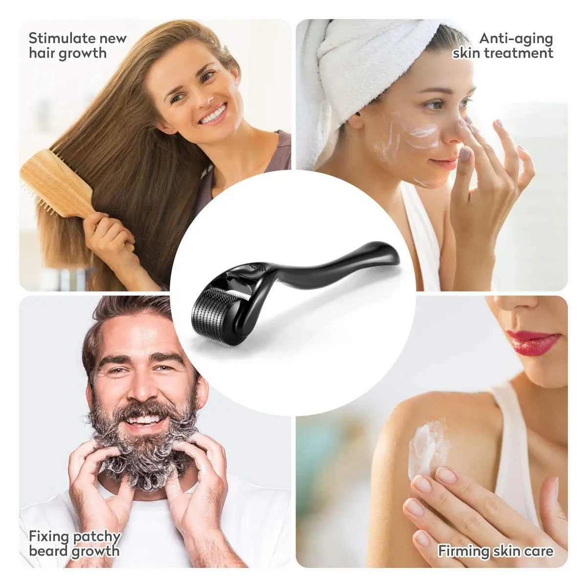 Derma Roller para pele, barba e cabelo, Needle-Micro Face Roll Tool, 540 agulhas para crescimento facial, corporal e capilar, 0.2mm, 0.25mm, 0.3mm