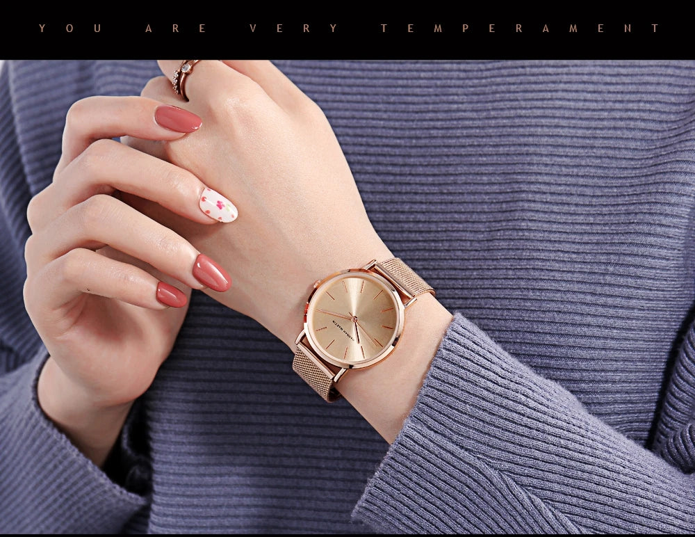 HANNAH MARTIN Women Watch Nordic Minimalist Japan Quartz Movement 3Bar Waterproof Women 36mm Full Rose Gold Dropshipping Watches