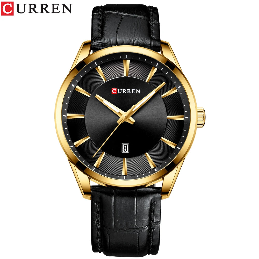 CURREN Quartz Watches for Men Leather Strap Male Wristwatches Top Luxury Brand Business Men's Clock 45 mm Reloj Hombres