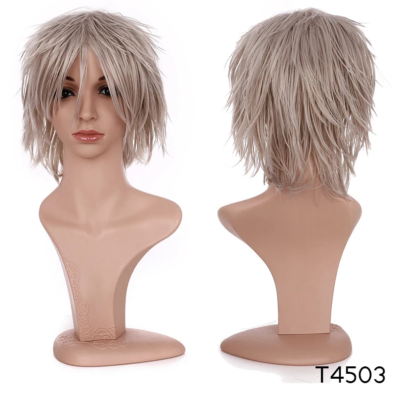 BENIHAIR Synthetic Wig Cosplay Wig White Red Green Blue Pink Yellow Hair Short Layered Wig Fake Hair Extension Men Women Party Wig