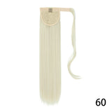 32inches Synthetic Ponytail Hair Extension Clip in Fake Wig Hairpiece Blonde Wrap Around Pigtail Long Smooth Overhead Pony Tail