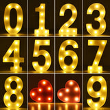 Alphabet Letter LED Lights Luminous Number Lamp Battery Warm Night Light for home Wedding Birthday Christmas party Decoration