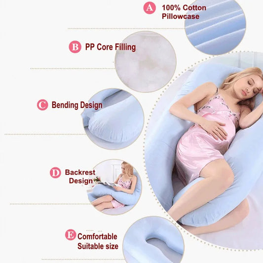 Almohada de embarazo PANGDUBE de 130 x 70 cm, almohada para dormir en la cintura para embarazadas, cojín de lactancia, cojín para amamantar.