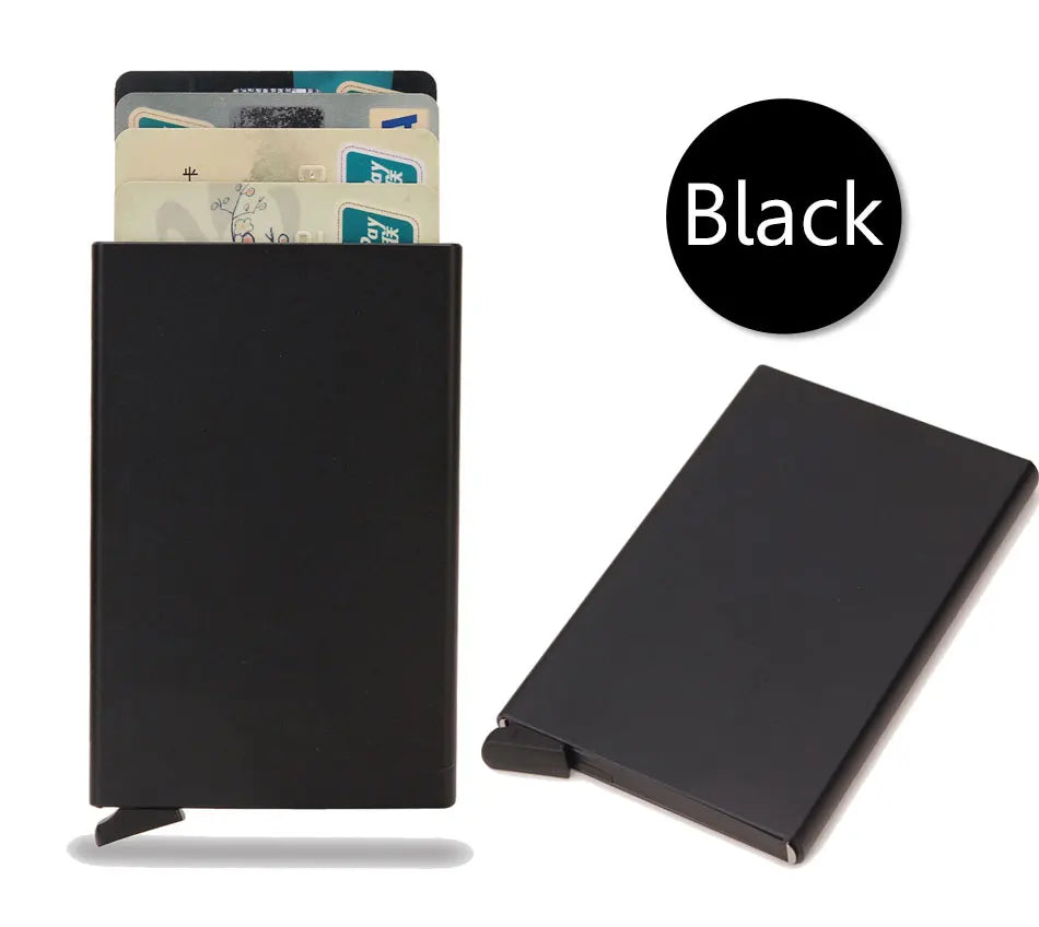 Tarjetero RFID de aluminio metálico, minibilleteras minimalistas y delgadas para hombre y mujer, tarjetero de negocios para hombre y mujer