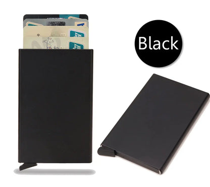 Tarjetero RFID de aluminio metálico, minibilleteras minimalistas y delgadas para hombre y mujer, tarjetero de negocios para hombre y mujer