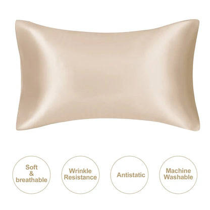 JuwenSilk - Funda de almohada sedosa con tinte, seda morera natural, funda de almohada estándar, tamaño Queen K 