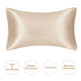 JuwenSilk-Silky Pillowcase Stain, Natural Mulberry Silk, Standard Pillowcase, Queen K 
