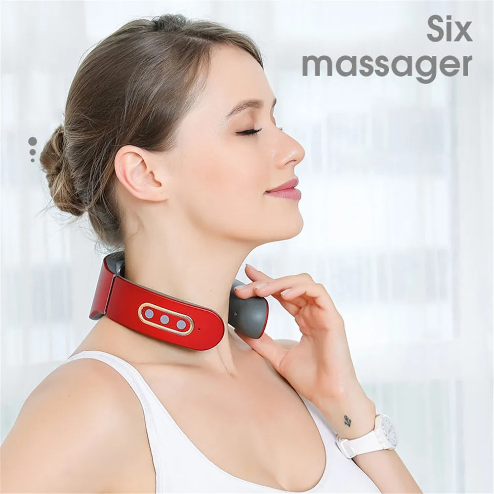 Masajeador eléctrico inteligente para cuello y hombros, masajeador de pulso, amasador, TENS inalámbrico, calor, vértebras cervicales, relajación, alivio del dolor.