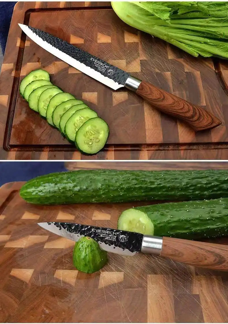 Herramientas de Juego de cuchillos de cocina de acero inoxidable, cuchillo de cocina forjado, tijeras, pelador de cerámica, rebanador de Chef, cuchillo de pelar Nakiri, estuche de regalo