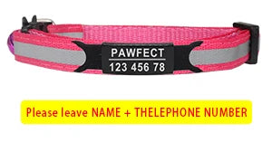 Reflective Cat Safety Buckle Collar Adjustable Custom Personalized ID Free Engraving Nylon Puppy Kittens Necklace