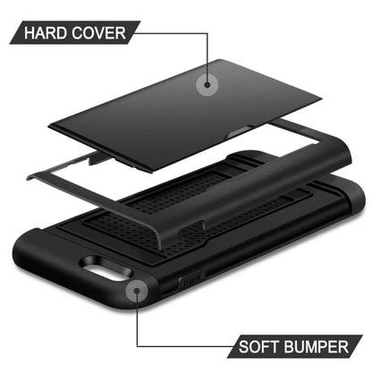 Funda para iPhone SE 2022 2020 con puerta corredera, bolsillo oculto, ranuras para tarjetas, antiarañazos, para iPhone SE3 SE2 SE