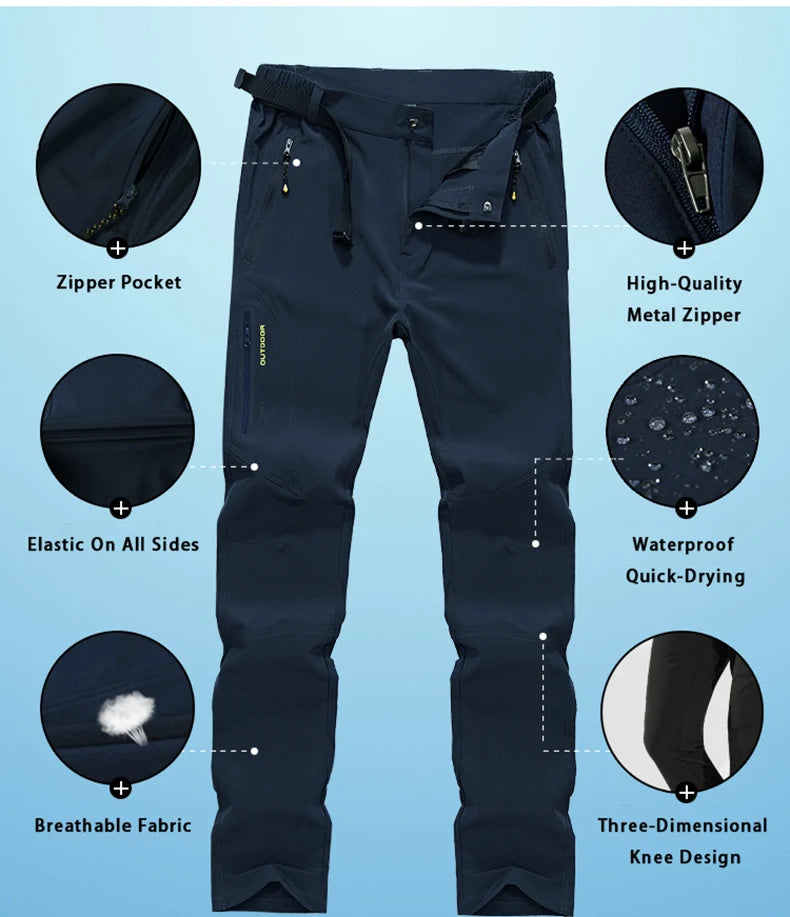LNGXO Hiking Pants Men Quick Dry Trekking Camping Climbing Running Outdoor Rain Pants Stretch Breathable Elasticity Trousers Men