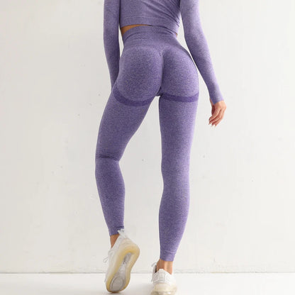 Leggings deportivos sin costuras para mujer, de cintura alta, elásticos, lisos, para yoga, gimnasio, trotar, de secado rápido, push up, ajustados, para mujer
