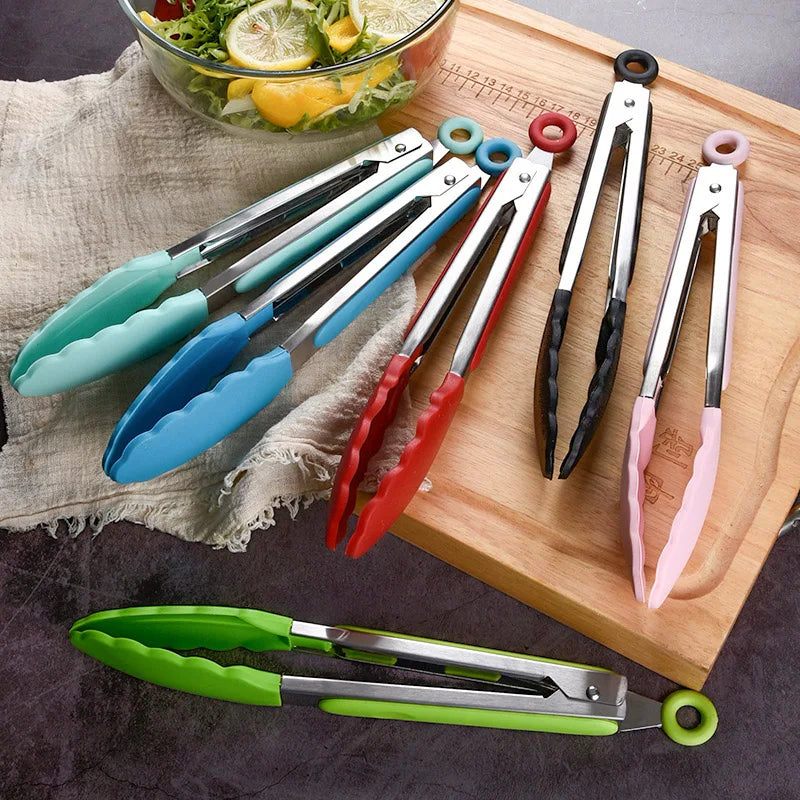 Utensilios para barbacoa, pinzas antideslizantes de silicona para alimentos, pinzas de cocina, utensilio, pinzas de cocina, pinzas para barbacoa, herramientas para ensalada, parrilla, accesorios de cocina