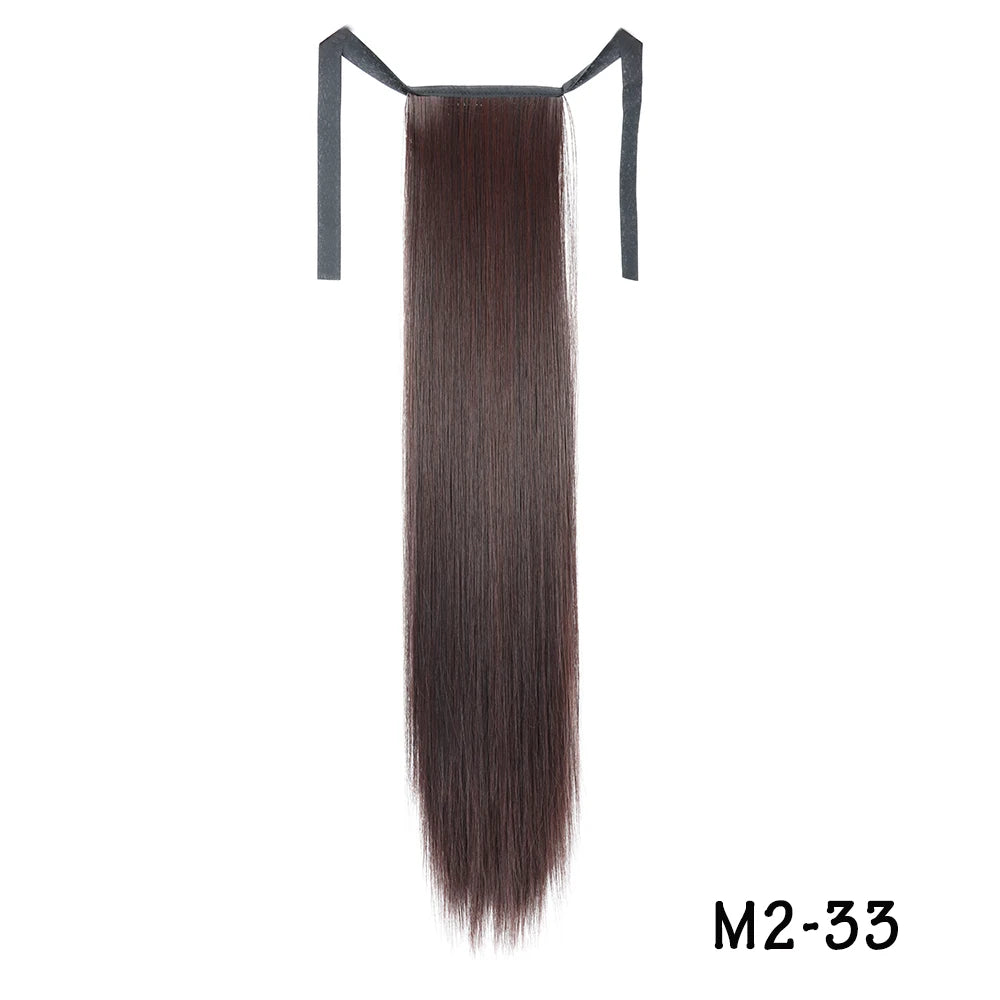 32inches Synthetic Ponytail Hair Extension Clip in Fake Wig Hairpiece Blonde Wrap Around Pigtail Long Smooth Overhead Pony Tail