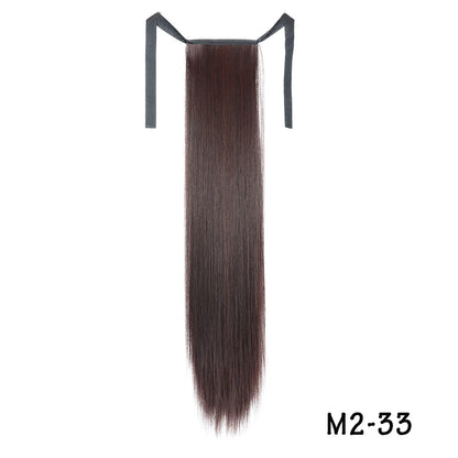 32inches Synthetic Ponytail Hair Extension Clip in Fake Wig Hairpiece Blonde Wrap Around Pigtail Long Smooth Overhead Pony Tail