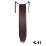 32inches Synthetic Ponytail Hair Extension Clip in Fake Wig Hairpiece Blonde Wrap Around Pigtail Long Smooth Overhead Pony Tail