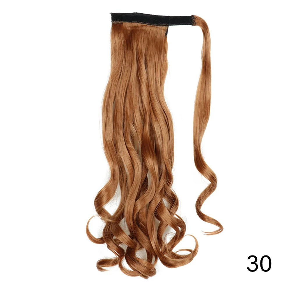 32inches Synthetic Ponytail Hair Extension Clip in Fake Wig Hairpiece Blonde Wrap Around Pigtail Long Smooth Overhead Pony Tail