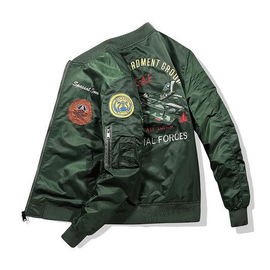 Nueva chaqueta MA1 para hombre, ropa exterior bordada, chaqueta de piloto de vuelo, chaqueta ajustada con parche, chaqueta fina de otoño y abrigo de invierno, chaqueta de motocicleta