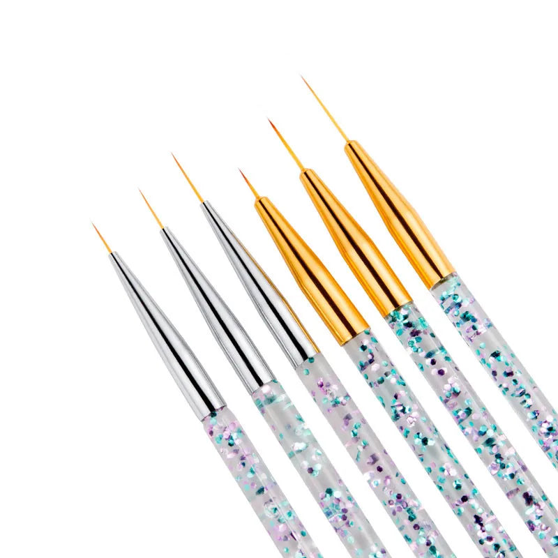 3Pcs Acrylic French Stripe Nail Art Liner Brush Set Ultra-thin Line Drawing Pen UV Gel Manicure Painting Brush