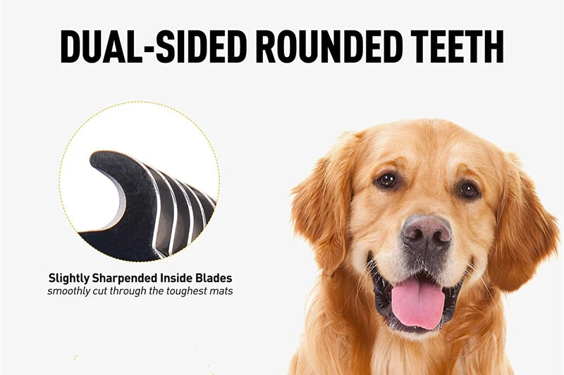 Cepillo de aseo de acero inoxidable para mascotas, de dos caras, para quitar el pelo suelto y desenredar la capa interna, peine rastrillo para perros y gatos, elimina nudos y enredos fácilmente.