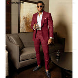 Blue Shawl Lapel Suit Male 2 Pieces Tailored Groom Wedding Suits Tuxedo Best Man Blazer Pants Trendy Fashion Marriage Costume