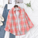Casual Women's Plaid Shirt 2025 Spring Autumn New Ladies Loose Blouse and Tops Female Long Sleeve Shirts Fresh Checked Clothes