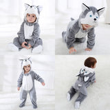 Umorden Infant Toddler Dalmatian Dog Lion Tiger Dinosaur Costumes Baby Boys Girls Kigurumi Cartoon Animal Romper Halloween Purim