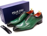 Men's Oxford Genuine Leather Wholecut Fashion Pointed Toe Lace-up Formal Business Wedding Dress Shoes
