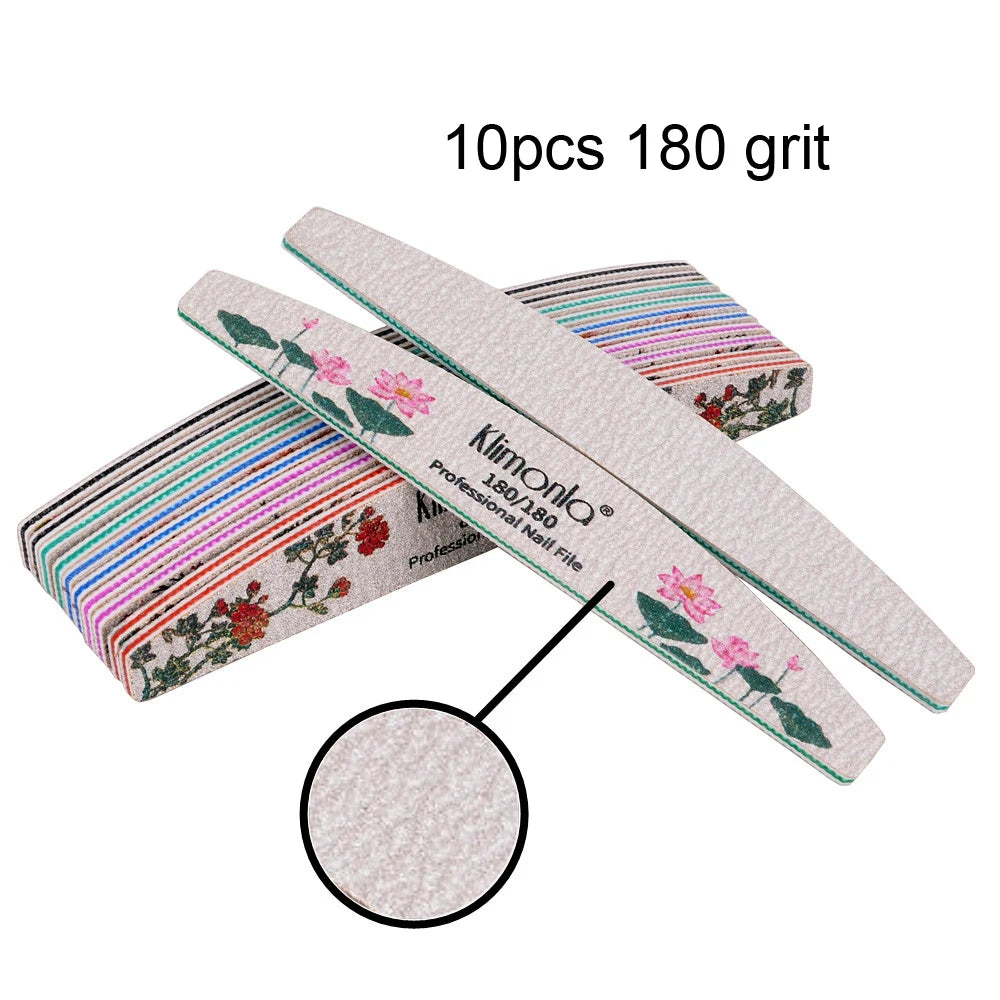 Lote de 3/5/10 limas de uñas nuevas con estampado de flores, limas de colores, 80/100/150/180/240, herramientas profesionales de manicura.