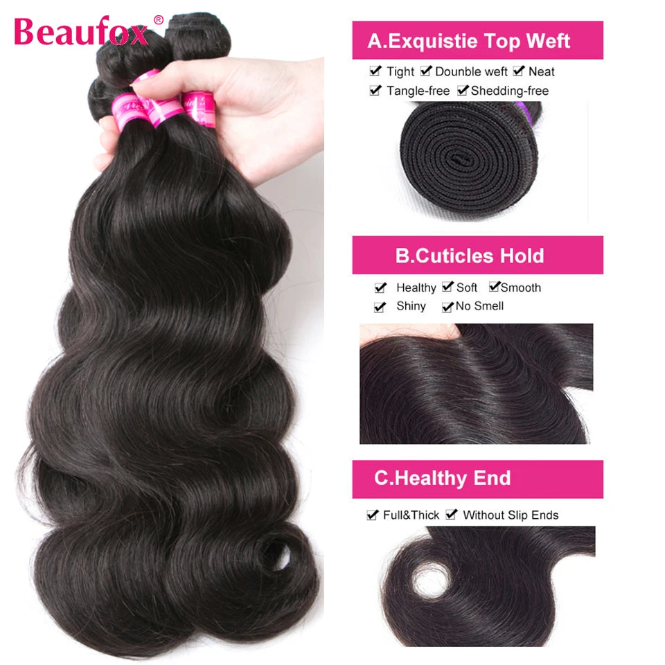 Kit de mechas de cabelo humano ondulado natural - ondas body wave