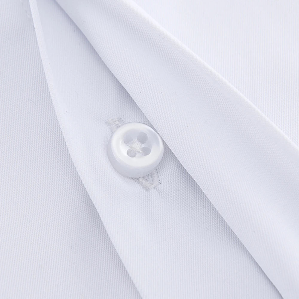 Camisa de vestir clásica para hombre, color liso, con puños franceses, cierre frontal, estilo formal, de negocios, corte estándar, manga larga, para oficina y trabajo, color blanco