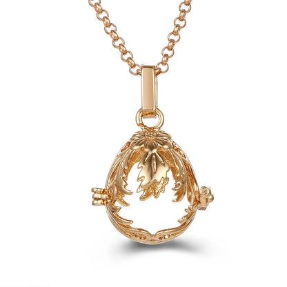 Mexico Music Ball Hollow Zircon Pendant Vintage Perfume Locket Necklace Aromatherapy Diffuser Sweater Chain For Women Jewelry