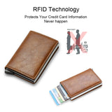 RFID Aluminum Men Wallet Card Holders Purse Carbon Fiber Men Business Slim Thin Smart Wallet Credit Cardholder Case Note Holder