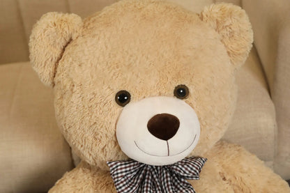 Oso de peluche gigante de 105 cm, suave, blanco, rosa y marrón, almohada súper grande para abrazar, regalo de cumpleaños para niños.