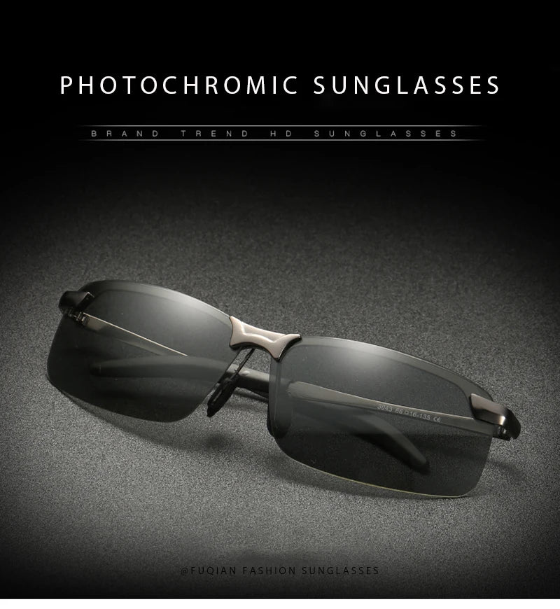 Fashion Half Frame Photochromic Sunglasses Men Women Classic Chamelon Polarized Sun Glasses Male Vintage Fishing Driving Shades