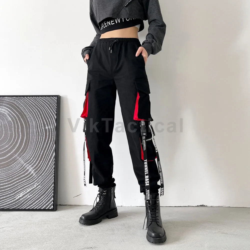 Pantalones cargo para mujer 2023, pantalones harén de moda con bolsillos punk, pantalones deportivos con cadena, elásticos Harajuku, cintura alta, ropa de calle.