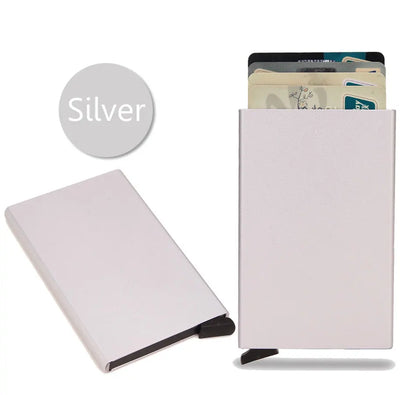 Tarjetero RFID de aluminio metálico, minibilleteras minimalistas y delgadas para hombre y mujer, tarjetero de negocios para hombre y mujer