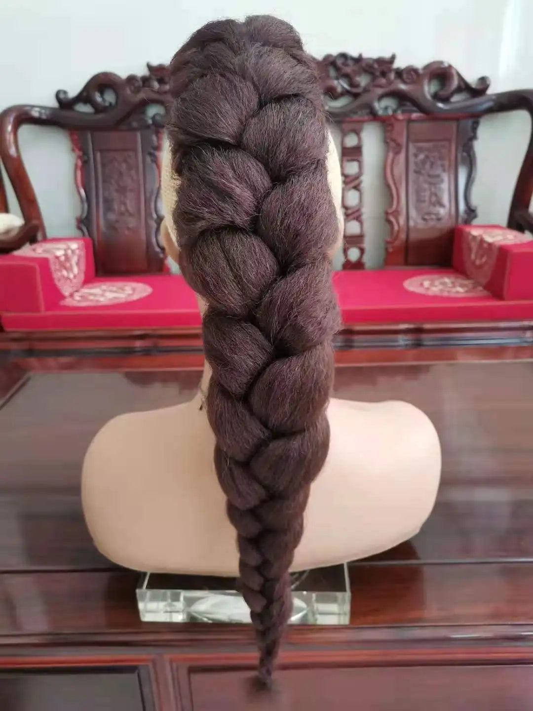 Rabo de cabelo com trança 75cm textura afro kinky straight