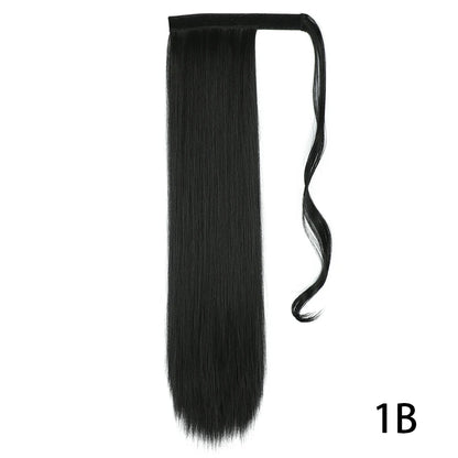 32inches Synthetic Ponytail Hair Extension Clip in Fake Wig Hairpiece Blonde Wrap Around Pigtail Long Smooth Overhead Pony Tail