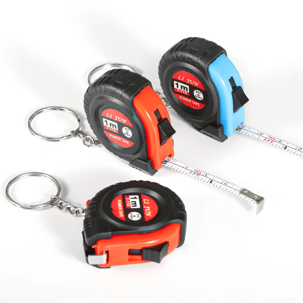 Mini cinta métrica de tamaño de bolsillo, 1m, cadena retráctil, cinta métrica portátil, llavero, cinta métrica de presión