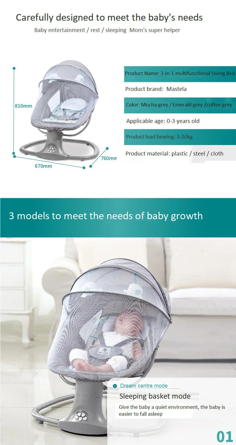 Baby bed Baby swing Baby Electric Rocking chair Rocking  cradle for newborn baby swing  Electric rocking chair Things for babies