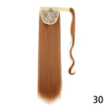 32inches Synthetic Ponytail Hair Extension Clip in Fake Wig Hairpiece Blonde Wrap Around Pigtail Long Smooth Overhead Pony Tail