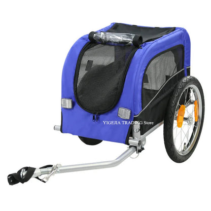 16Inch Air-Filled Wheel Pet Bicycle Trailer For Small Dog & Cat With a Hitch Linker, Metal Frame Carrier Suggest Load 20KG