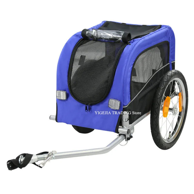 16Inch Air-Filled Wheel Pet Bicycle Trailer For Small Dog & Cat With a Hitch Linker, Metal Frame Carrier Suggest Load 20KG