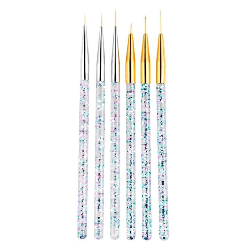 3Pcs Acrylic French Stripe Nail Art Liner Brush Set Ultra-thin Line Drawing Pen UV Gel Manicure Painting Brush