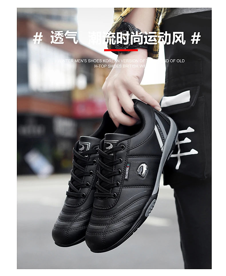 Men's Sports Shoes Leather Waterproof Running Sneakers Luxury Walking Gym Shoes Man Non-slip Training Sneakers Flat Shoes Tennis