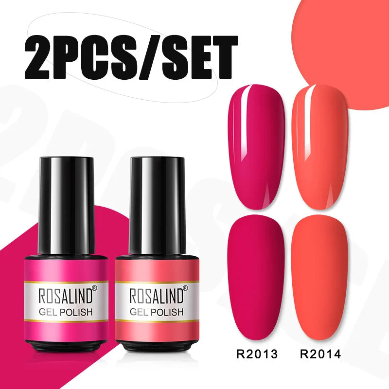 ROSALIND Nail Gel Manicure Set Hybrid Varnish Kit For Nails Art UV Lamp Semi Permanent Nail Gel Polish Set With Good Pack